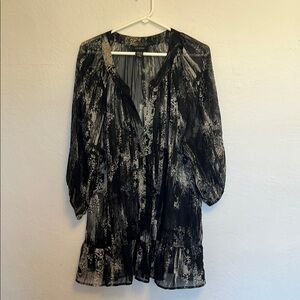 Sam & Max Black and White Sheer Blouse